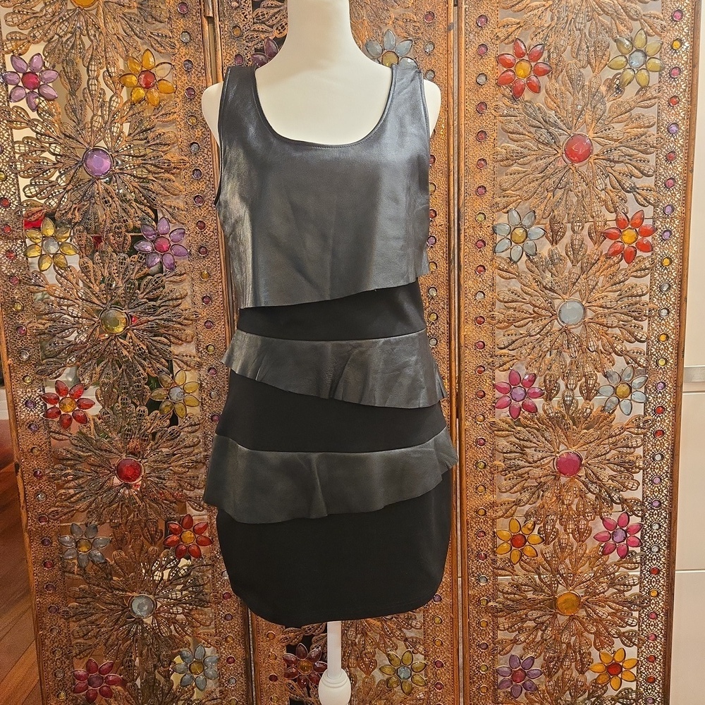 NWT Revolve x Blaque Label Womens Leather Party Cocktail Dress Black Size Large